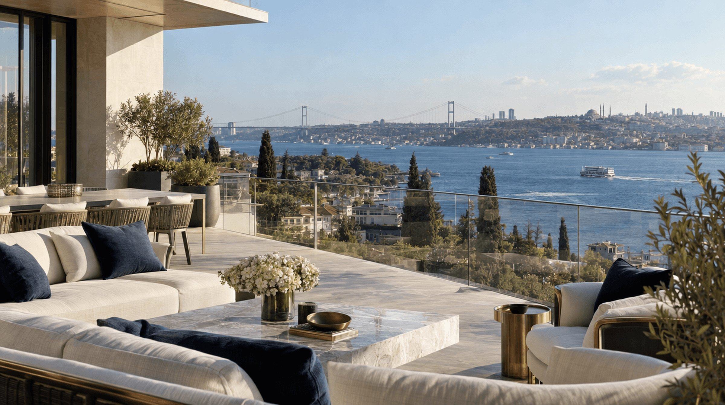 İstanbul Boğazı manzaralı lüks teras, Melly Real Estate